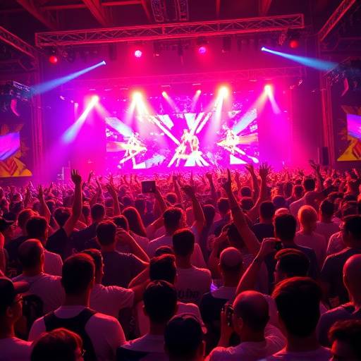 Crowd shot from a music festival, capturing the energy and excitement of the event.
