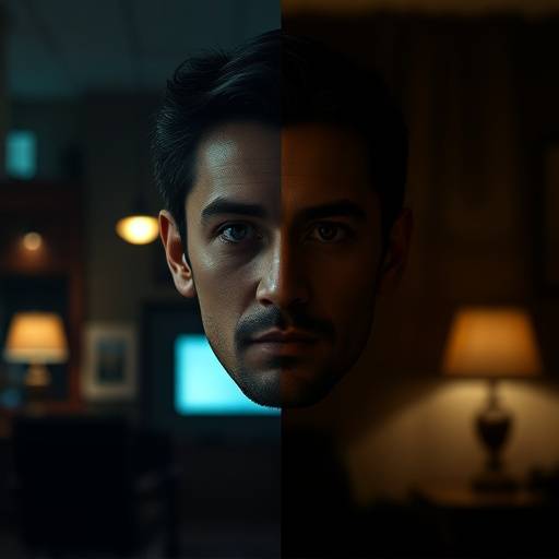 Split screen showcasing before and after color grading on a film scene.